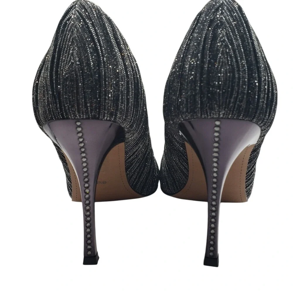 J Renee Pewter Glitter Pointed Stiletto Heel Dress Pumps Womens Shoes Size 8.5‎
